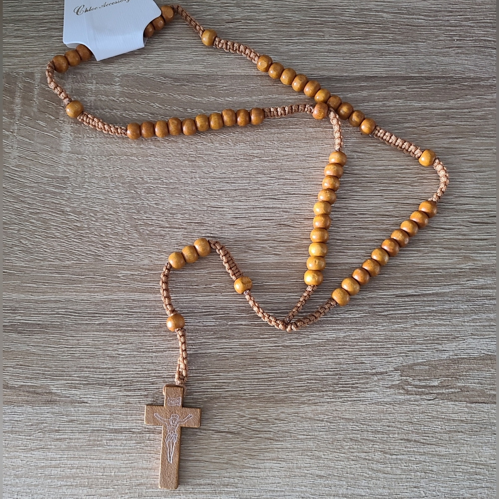Wood rosary, beaded rosary, rosary necklace, prayer beads